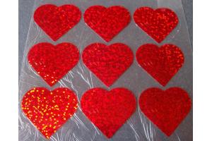 36 Buegelpailletten in Herz hologramm  rot